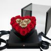 Black Acrylic Square Flower Box Tilted Heart Center And Drawer