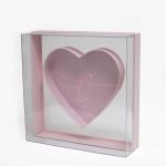 X Large Pink Transparent Hard Plastic Square Flower Box With Heart Shape In The Middle