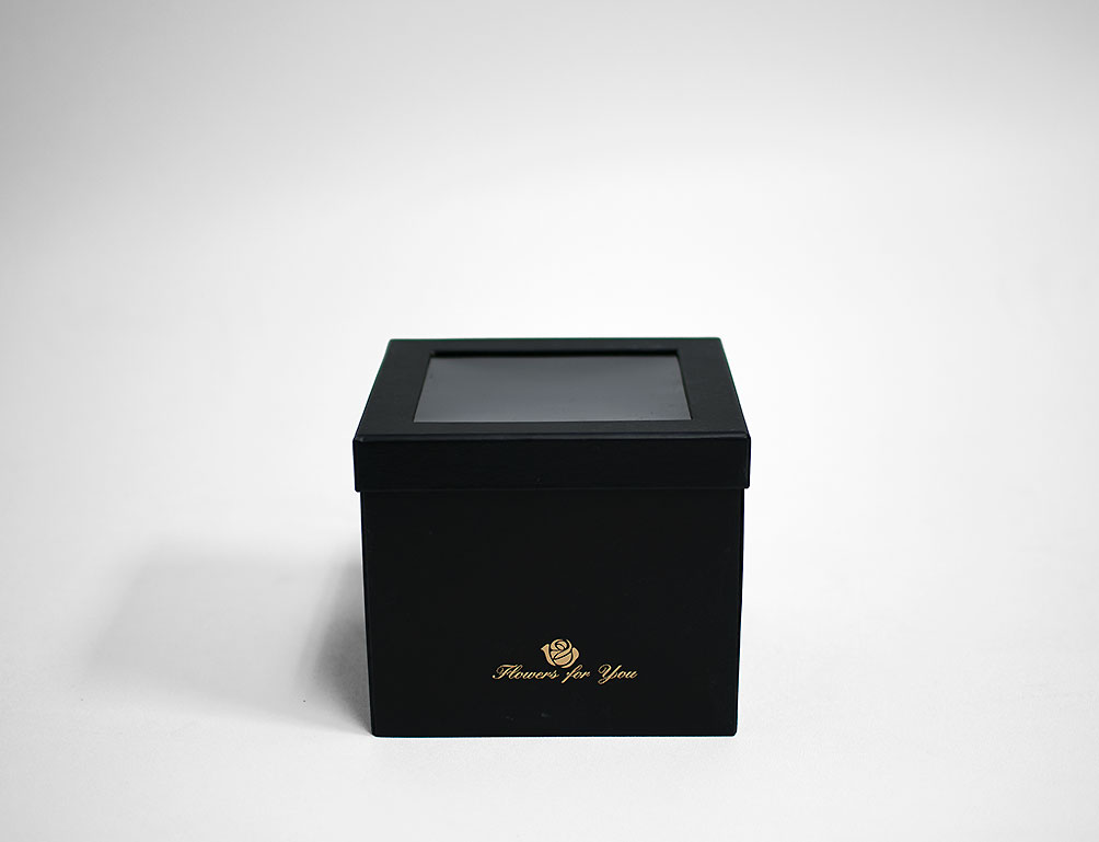 W9768-1 Black Square Double Layer Flower Box With Window