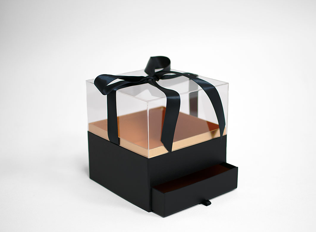 w5318 Black Acrylic Square Flower Box with Drawer w5318 Black Acrylic Square Flower Box with Drawer