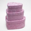 Pink Velvet Set of 3 Heart Shape Flower Boxes