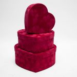 w7232 Red Velvet Heart Shaped Box Set of 3