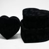 w7233b-2web Black Velvet Set of 3 Heart Shape Flower Boxes