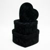 w7233b-web Black Velvet Set of 3 Heart Shape Flower Boxes