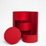 W7364 Red Round 3 Tiers Triple Layer Flower Box