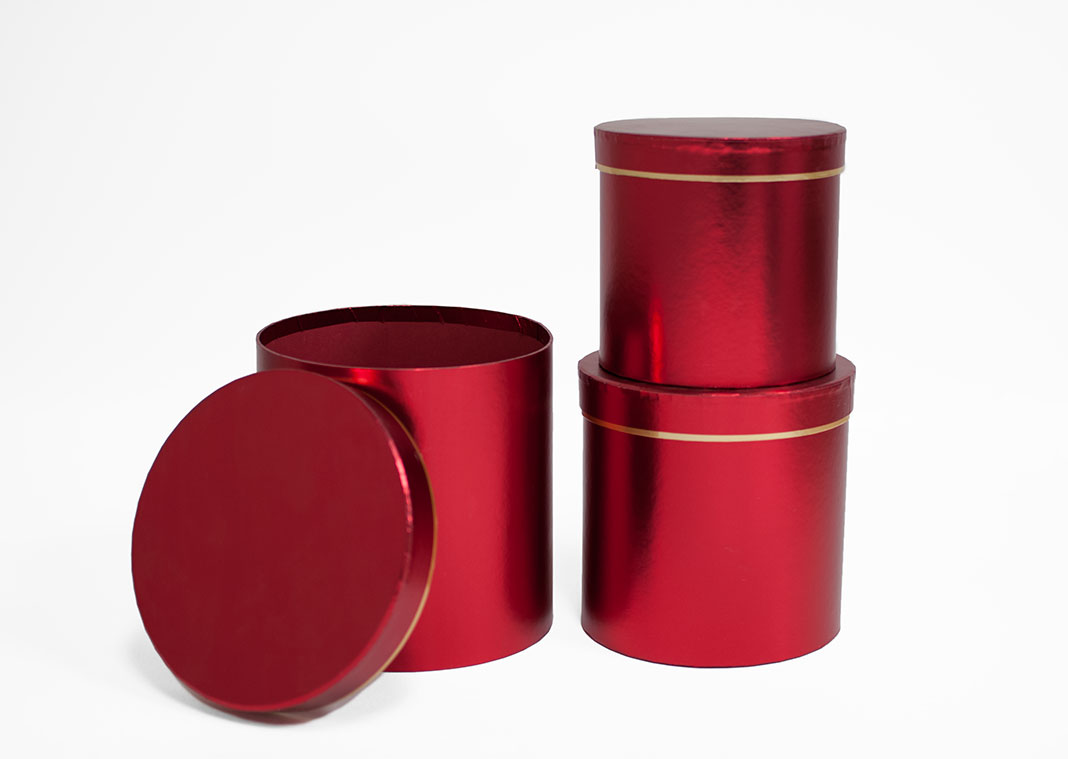 Red Round Flower Boxes set of 3 W7513