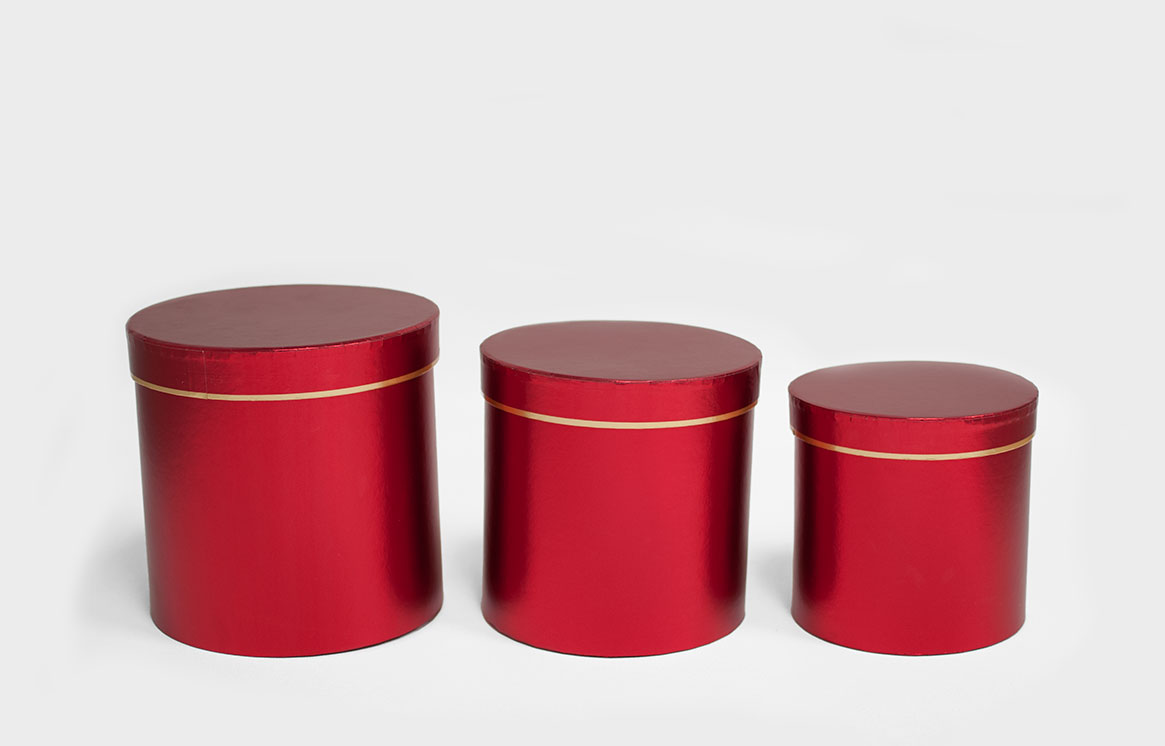 Red Round Flower Boxes set of 3 W7513