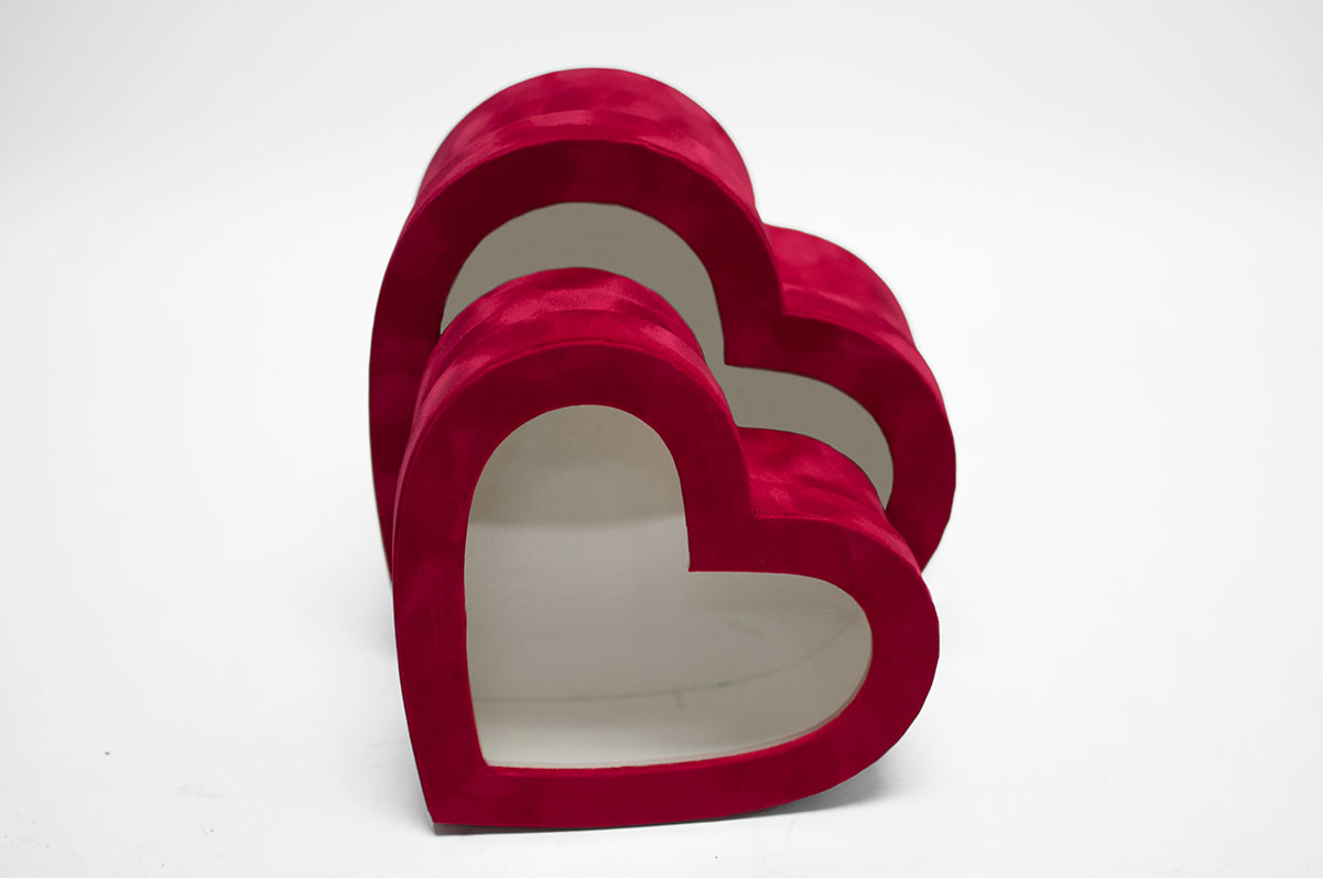 w7761-web Red Velvet Set of 2 Heart Shape Flower Boxes