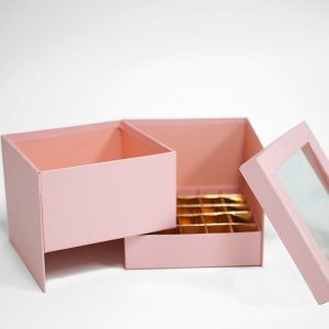 pink-square-double-layer-flower-box-with-window