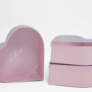 W9827 Clear Lid Pink Heart Shape Flower Box Set of 3