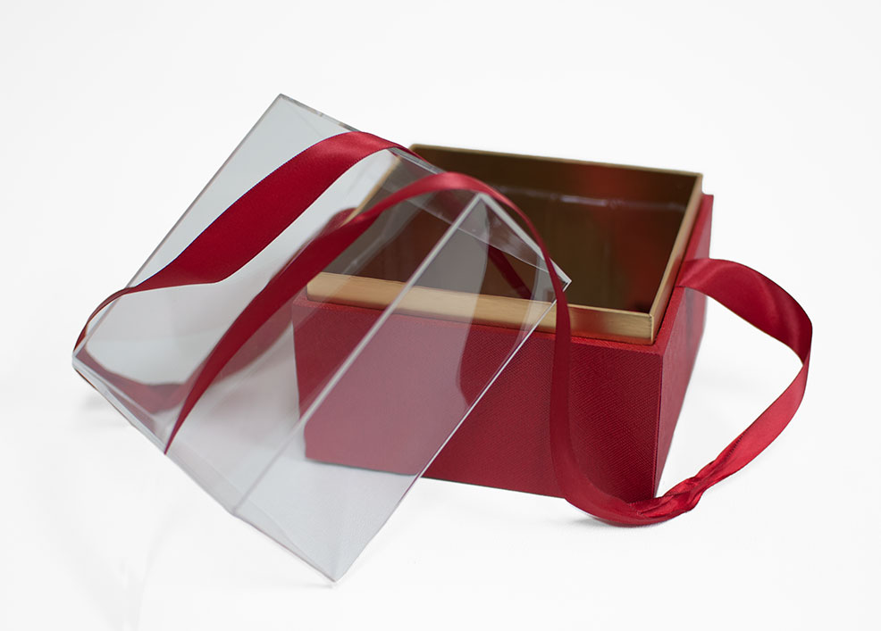 1131Ared Mini Red Acrylic Square Flower Box