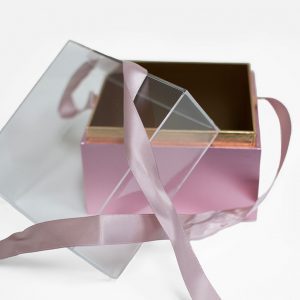 1131Arosegold Mini Rose Gold Acrylic Square Flower Box
