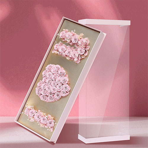 H-111 Pink Acrylic I Love You Flower Box Comes With Liners and Foams