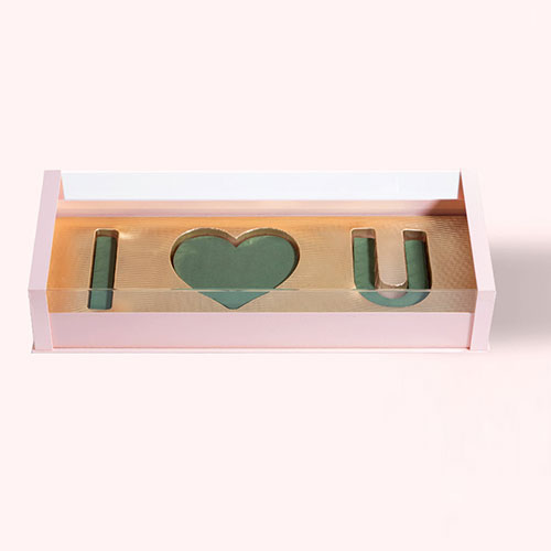 H-111 Pink Acrylic I Love You Flower Box Comes With Liners and Foams