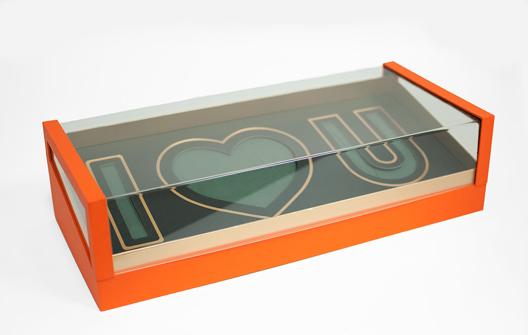 Orange Acrylic I Love You Flower Box Comes With Liners and Foams Orange Acrylic I Love You Flower Box Comes With Liners and Foams