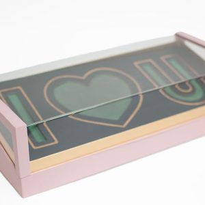 Pink Acrylic I Love You Flower Box Comes With Liners and Foams
