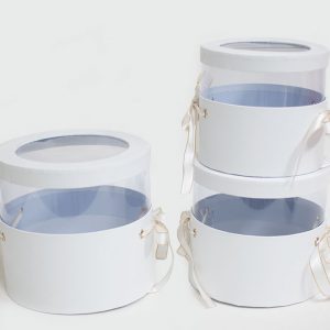 W6787 White Set of 3 Round Flower Boxes With Window