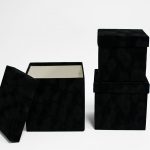 W7646 Black Set of 3 Velvet Square Flower Boxes