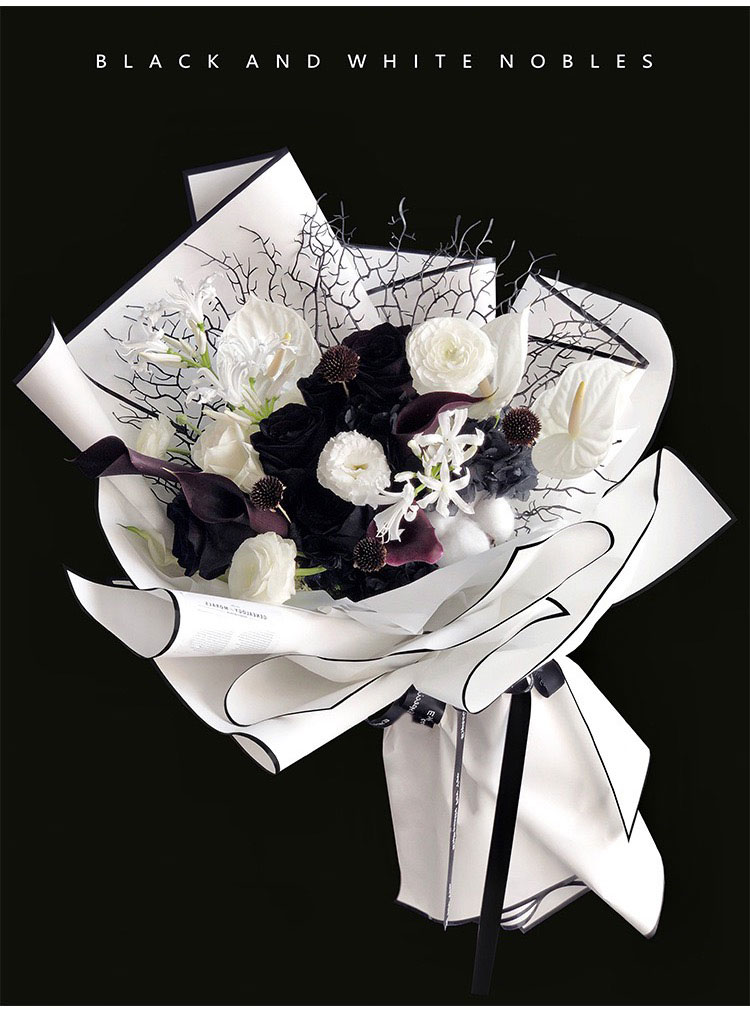 Black And White Plastic Flower Wraps