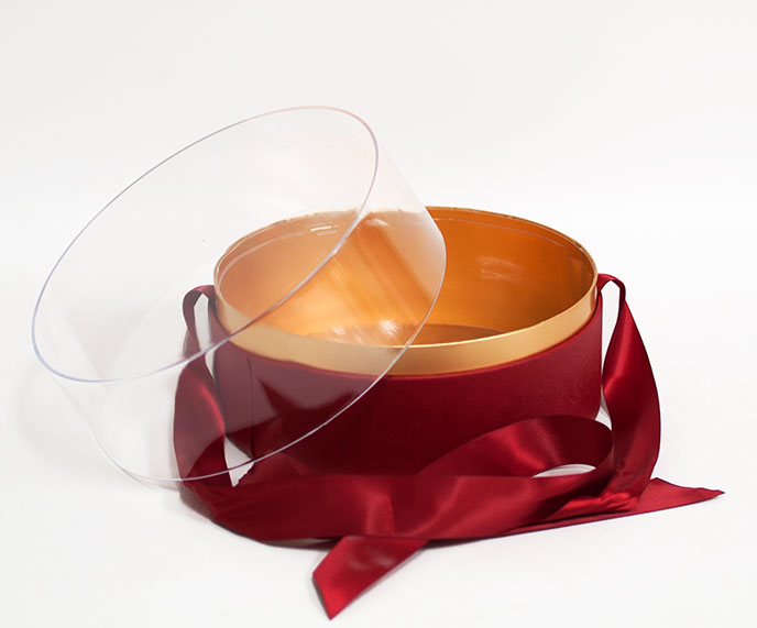 100337 Red Acrylic Round Box
