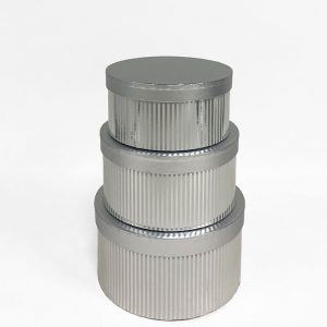 Silver Striped Round Flower Boxes set of 3 W6893
