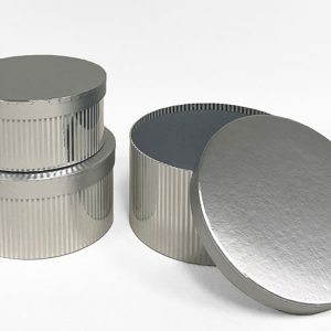 Silver Striped Round Flower Boxes set of 3 W6893