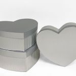 W6901 Silver Striped Set of 3 Heart Shape Flower Boxes