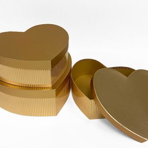 W6900 Gold Striped Set of 3 Heart Shape Flower Boxes