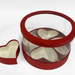 W3031 Red Clear Round Flower Box with 4 Hearts