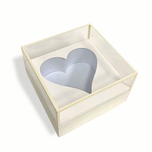 W3021 White Acrylic Clear Square Box with Heart in the Middle