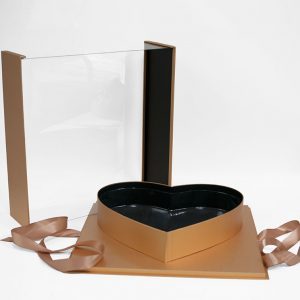 Gold Jumbo XL Premium Clear Square Flower Box with Heart in the Middle
