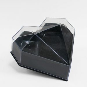 1126ABlack Clear Lid Black Diamond Heart Flower Box