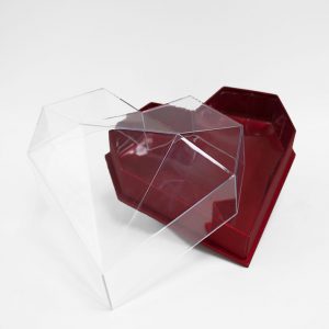 1126ARed Clear Lid Red Diamond Heart Flower Box