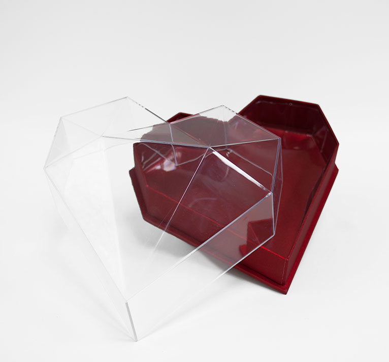_AAA4917 1126ARed Clear Lid Red Diamond Heart Flower Box