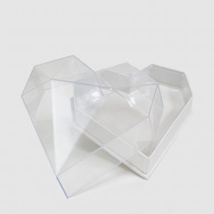 1126AWhite Clear Lid White Diamond Heart Flower Box