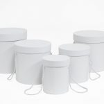 D060White Set of 5 White Tall Round Flower Box