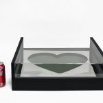 1140A Black Large Black Magic Mirror Love Box with Heart Shape in the Middle, comes with liner and foam