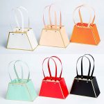 Flower Trapezoid Gift Bags with Gold Trim (Pack of 4 )