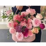 Leather Flower Basket with Handle and Liner