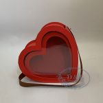 4 Color Options – Heart Shape Flower Boxes With Window and Faux Leather Handle (Set of 2)