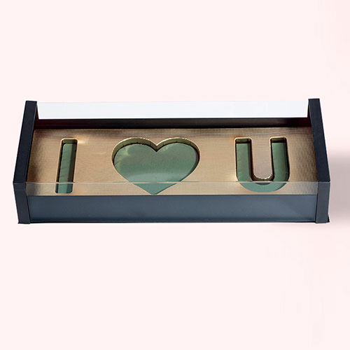 H-111 Black Acrylic I Love You Flower Box Comes With Liners and Foams
