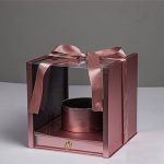 Clear Square Flower Box with Round Container and Drawer Enclosed Comes with Liner