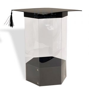 black-graduation-hat-hexagon-transparent-flower-box